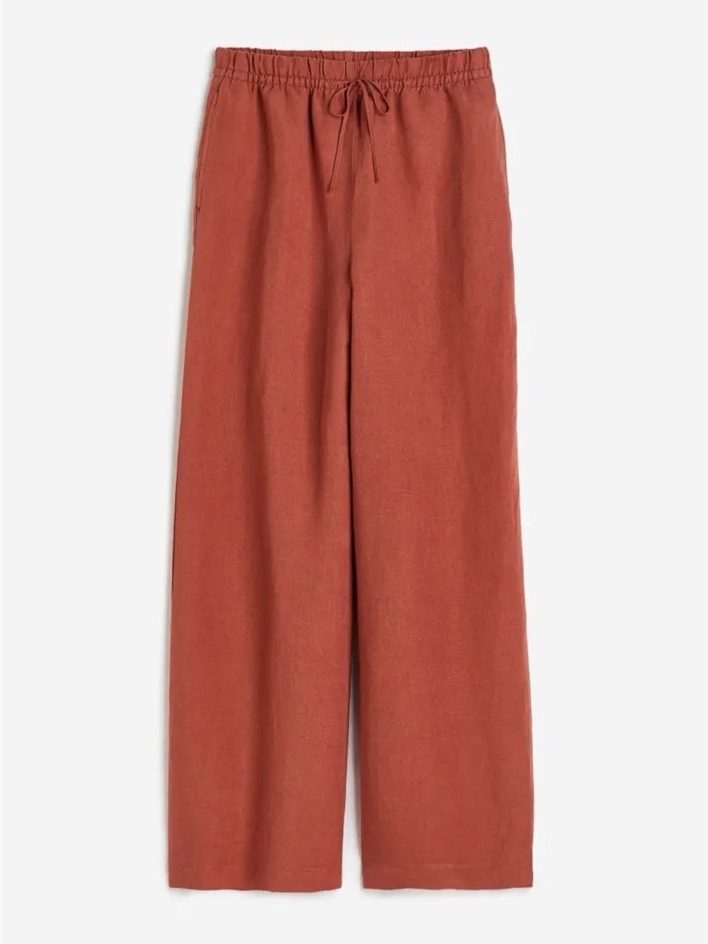 H&M Wide Leg Drawstring Pants in Rust